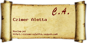 Czimer Aletta névjegykártya